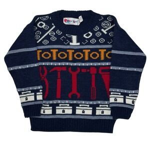 Vintage Boys Sweater Size Large (7) Bucket‎ Brand Y2K Boys Sweater Retro Tools